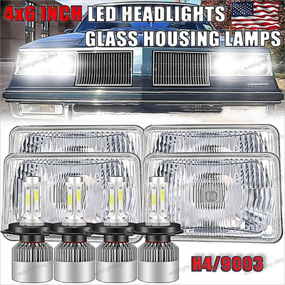 4X 4x6in LED Headlights Hi/Lo Beam DRL For 1976-1988 Oldsmobile Cutlass Supreme