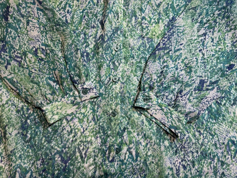 DANA BUCHMAN MUJER BLUSA VERDE AZUL MANGA LARGA TALLA XL Foto 4 de 4