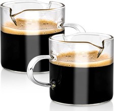 2 Pcs Espresso Cups,4 Oz Espresso Shot Glass,Double Spouts Coffee Cups with