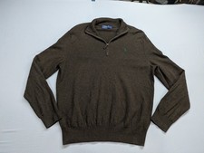 Polo By Ralph Lauren 100 Merino Wool Quarter Zip Sweater Size L Preppy