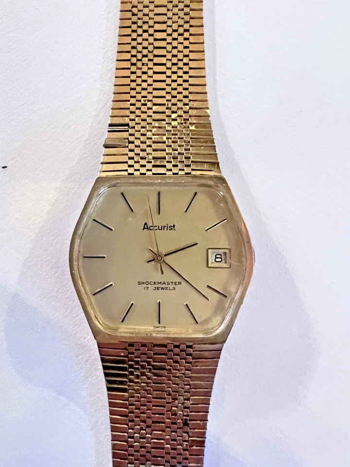 Vintage Accurist Watch Gold Plated Shockmaster 17 Jewels Mens Spares / Repair - image 2 of 4
