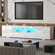 200CM TV Unit Stand Cabinet w/LED Lights High Gloss Doors Entertainment Storage
