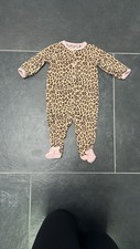 Carters Brown And Pink Leopard Print Footie Fleece Pajamas Size 9M