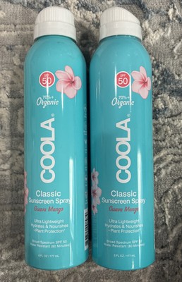 Coola Continuous Spray SPF 50 Guava Mango 6 oz. Sunscreen ~ 2 Pack
