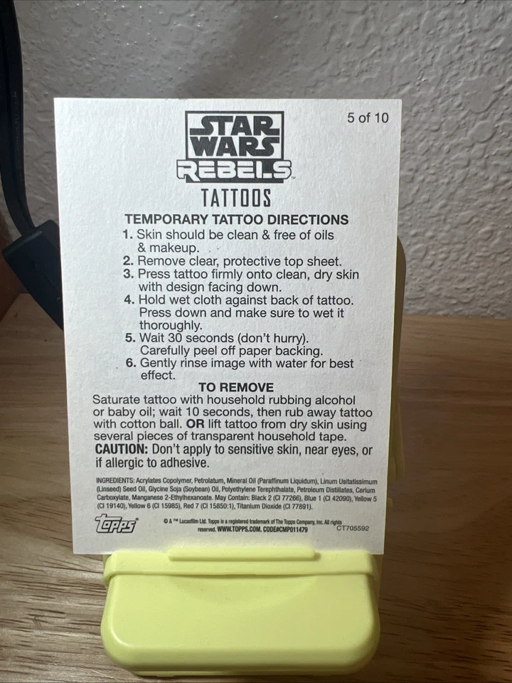 2015 Topps Star Wars Bruiser Zeb  Temporary Tattoo #5 Insert Card - Image 4 of 4