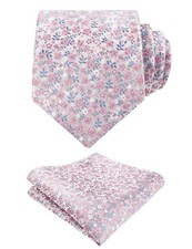 Mens 3.15inches Floral Tie with Flower Printed Handkerchief Colorful Tie Set,...