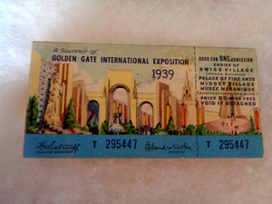 1939 Golden Gate International Exposition Ticket with Partial Stub #T295447