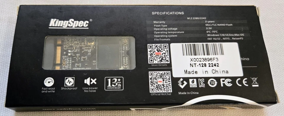 KingSpec M.2 SATA SSD 2280/2242 SATA3 MLC/TLC NAND Flash NGFF Solid State Drive - Image 2 of 3
