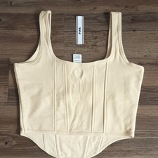 Victoria Secret PINK Women's Beige Solid Corset Bustier Top, Size L