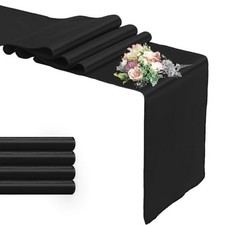 Pack Satin Table Runner 12 x 108 Inch Long,Satin Silk Table Runner for 5 Black