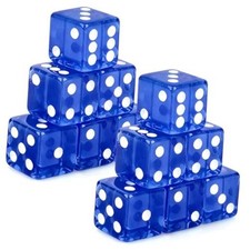 12 Pieces 19mm Casino Dice Set Translucent 6 Sided Game Dices Acrylic Blue