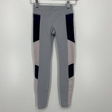 Athleta Girl Leggings Girls Size M Blue Colorblock Mesh Pockets Stretch