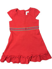 Janie And Jack 6 Years Dress Red Scalloped Collar Ruffle Hem Faux Belt 2020 Gold