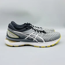 ASICS Shoes Mens 12 Gray Yellow Gel Nimbus 22 FlyteFoam Running Athletic Sneaker