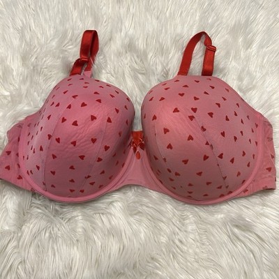 Torrid 48DDD Bra Pink Heart Perfect T Shirt Lightly Lined Underwire Back Closure