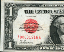 (LOW 4 DIGIT) Fr. 1500. $1 1928 RED SEAL (( FUNNYBACK )) United States Note