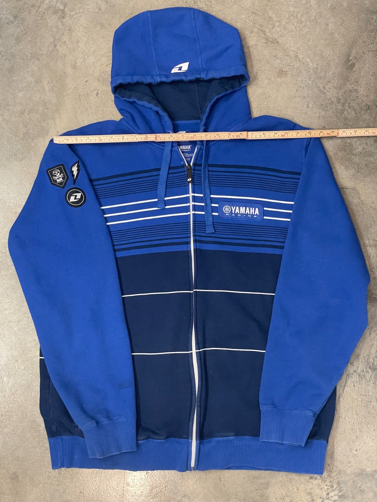 Yamaha Racing Hoodie Jacket Men XXL Blue Stripe Full Zip Heavyweight Motorsport thumbnail 5