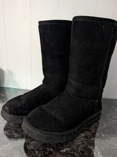 UGG Classic Short II Boots Black Suede Sheepskin Winter Womens Size 6