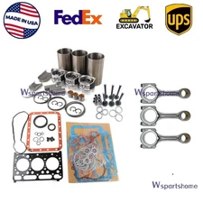 Overhaul Rebuild Kit+3PCS Connecting Rod for Kubota D1105 Engine U25S Excavator