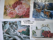 Bead Embroidery Patterns Set 4 Printed Canvases / Pattern Only No Beads