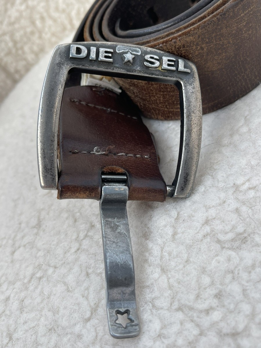 Vintage DIESEL Leather Belt Made in Italy 95/38 Archival Grunge