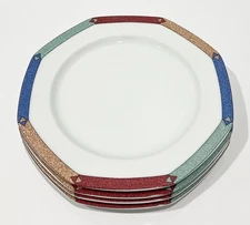 Christopher Stuart DIAMOND OPTIC Pattern 8" SALAD PLATES Set of 4 Excellent!