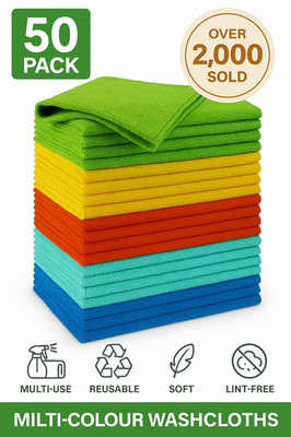 Microfiber Cleaning Cloth Set of 50 Towel Rag Car Polishing Detailing No-Scratch