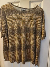 Women’s 1x Notations Blouse Short Sleeve Multicolor gold