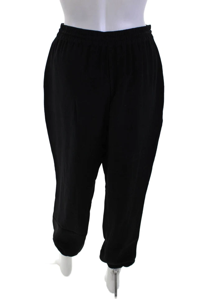 Pantalones deportivos Rebecca Minkoff unisex negros de seda con cordón talla M Foto 3 de 4