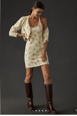 NWT Anthropology Daily Practice Floral SweaterMini Dress Size S
