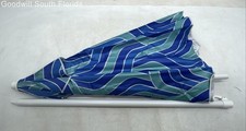 Bluewater Beach Blue Green Wave Print Portable Adjustable Height 6 FT. Umbrella