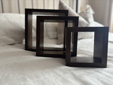 NEXT DARK WOOD SET OF 3 SQUARE SHELVES