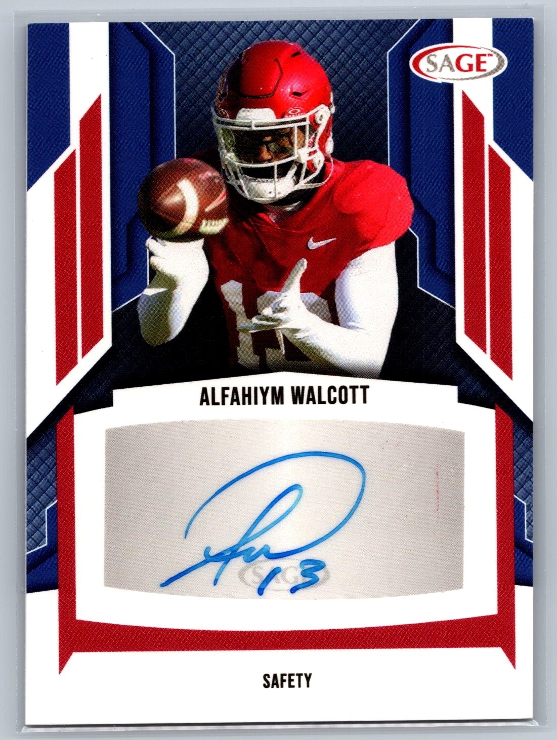 2024 SAGE HIT Alfahiym Walcott Autographs Red Auto #A-AW Arkansas Razorbacks RC