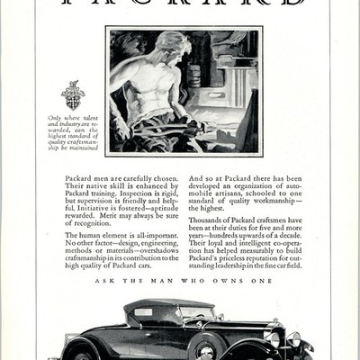 1920s Packard Roadster Convertible Car Print Ad Craftsmanship Art Deco Foundry