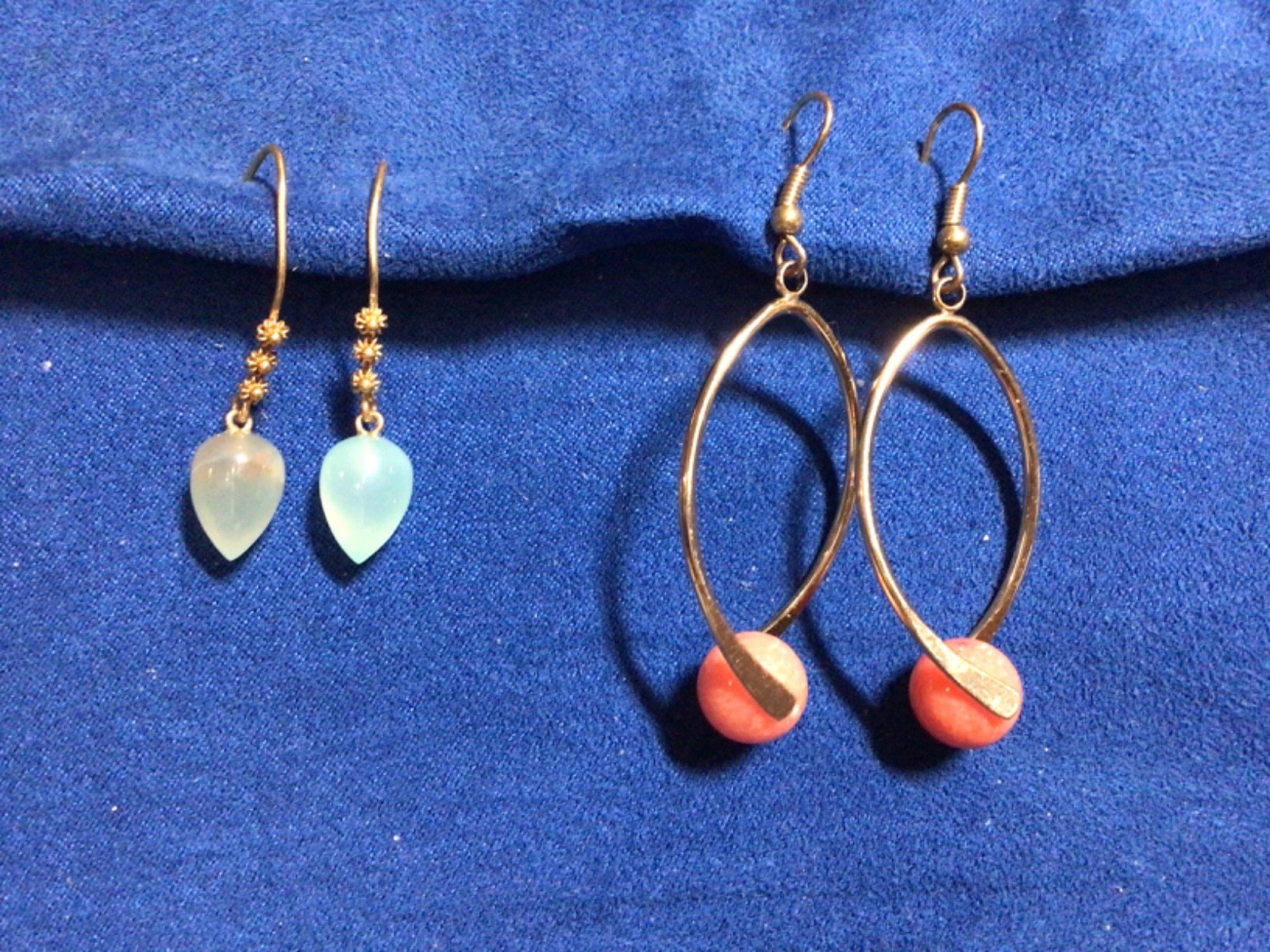 Gemstone Dangle Wire Earrings - image 1