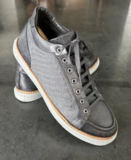 Di Bianco Italy Calfskin Leather & Fabric Low-Top Sneakers Gray Shoes Men’s  10