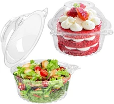 50 Pack Individual Cupcake Containers Plastic 3.5" x x 3", Clear 