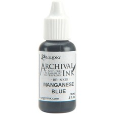 Ranger Archival Pad Reinker .5oz, Manganese Blue,Ink  Pads