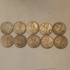 Liberty Walking Half Dollar Lot of 10 Silver Circulated Coins 1940-1947