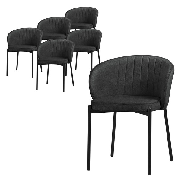 6Er Set Esszimmerstuhl Polsterstuhl KüChenstuhl Wohnzimmerstuhl Stoff Anthrazit-image