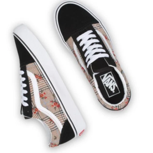 Sneakers Vans donna Oldol Skoo G auadri qu inla telaeale florealeianco ricamo t