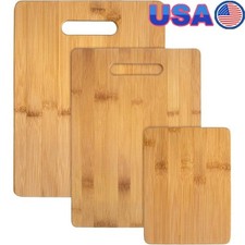 3 Piece Bamboo Cutting Board Set Reversible Kitchen Prep Durable Eco Friendly US