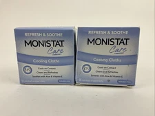 2 Monistat Care Cooling Cloths Cools on Contact 16 each 32 Total Cloths NIB