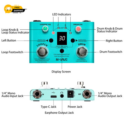 CUVAVE LOST TEMPO Gitarrenpedal Drum Looper 30 Drums 11 Min Loop Tuner Effekt