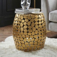 Beistelltisch Rund 40Cm Couchtisch Metall Alu Wohnzimmertisch Dekotisch Gold