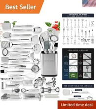 54-Piece Stainless Steel Kitchen Utensils Set - Heat-Resistant Nonstick Silic...