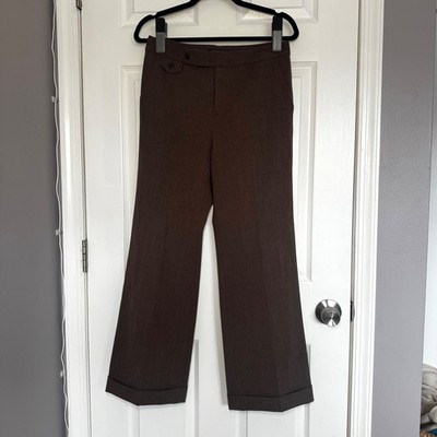 Ralph Lauren Petite 6 Brown Wool Blend Wide Leg Pants Trousers Preppy Workwear