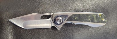 REMETTE Saker Falcon Folding Knife 3'' Satin S45VN Steel Blade Titanium/CF Handle