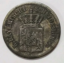 1866 Bavaria 1 Kreuzer Silver Coin