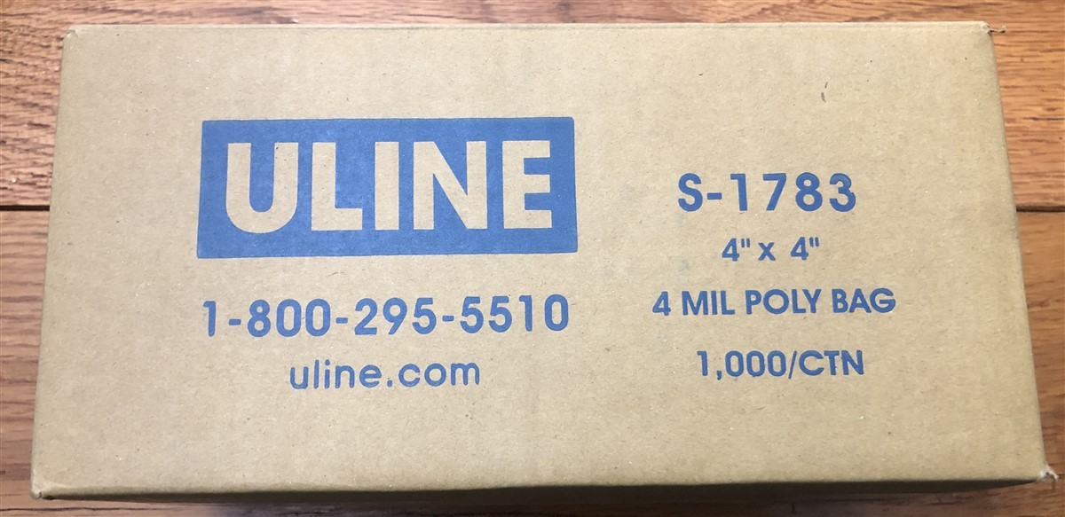 Lot of 1000 Uline S-1783 4" x 4" 4 Mil Industrial Food Grade Open Top Poly Bags